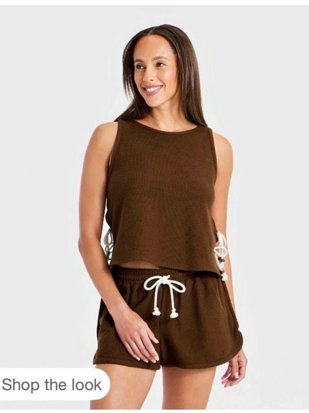No Boundaries Waffle Knit Shorts Brown